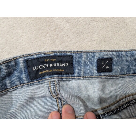 Lucky Brand Blue Jeans Distressed Patch Denim Bridgette Skinny Women’s Size 2/26 - Picture 5 of 6
